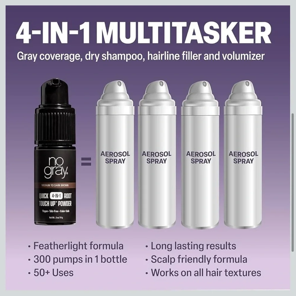 No Gray Black Quick 4-in-1 Root Touch Up Powder